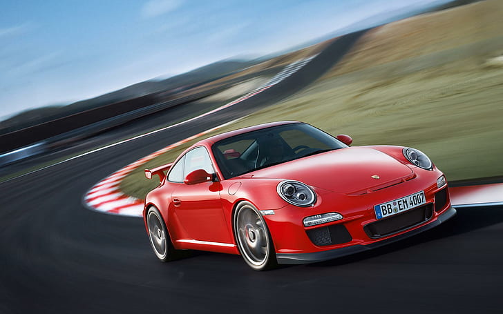 Porsche 911 GT3 Car, czerwone porsche 911, porsche, samochody, Tapety HD