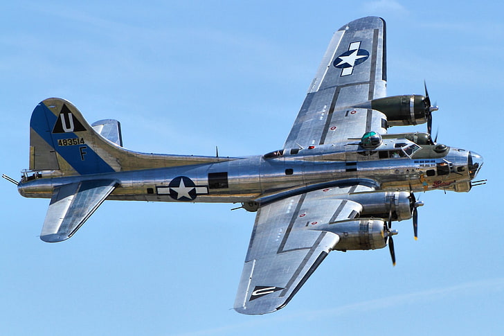 gråplan, Boeing B-17 flygfästning, bombplan, flygplan, flygplan, fordon, HD tapet
