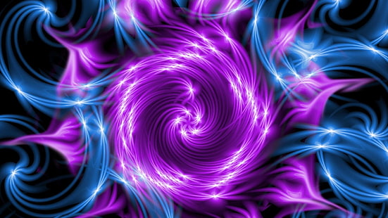 swirl, artwork, sparkles, lighting, graphics, pattern, psychedelic art, shine, magenta, blue, special effects, graphic design, electric blue, vortex, pink, violet, fractal art, purple, HD wallpaper HD wallpaper