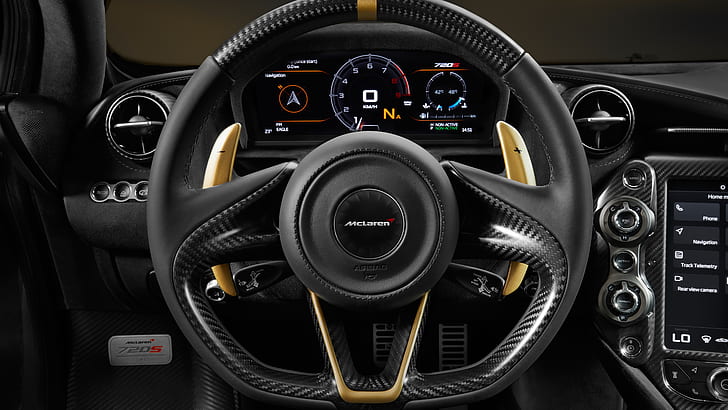 the wheel, salon, Limited Edition, McLaren 720S, Grey Gold, HD wallpaper