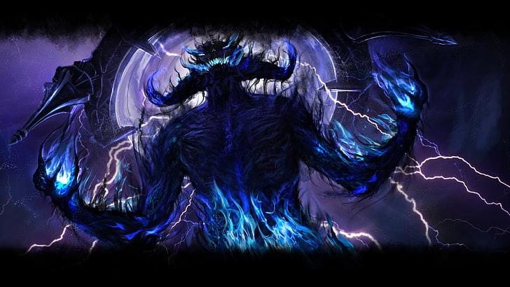 carta da parati demone nera e blu, The Elder Scrolls Online, videogiochi, mmorpg, fantasy art, Sfondo HD