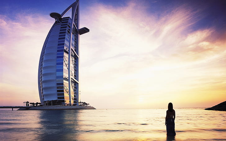 برج العرب ، دبي ، Silhouette، خلفية HD
