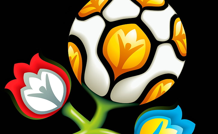 Euro 2012, multicolored flowers illustration, Sports, Football, 2012, background, uefa, euro, euro 2012, championship, logo, HD wallpaper