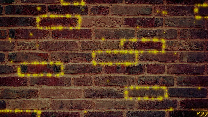 Ziegel, Mauer, glühend, Gold, HD-Hintergrundbild