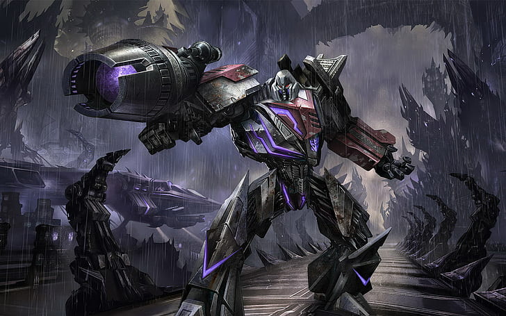 Transformers War for Cybertron Game, criatura con cañón en el cartel del brazo, transformadores, juego, cybertron, Fondo de pantalla HD