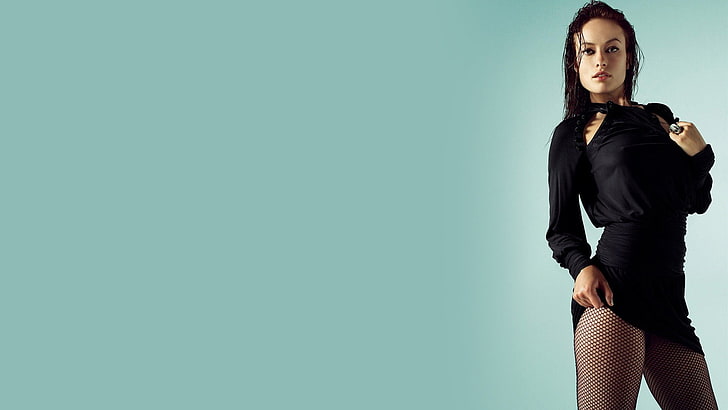 Olivia Wilde, blauer Hintergrund, Frauen, Schauspielerin, HD-Hintergrundbild