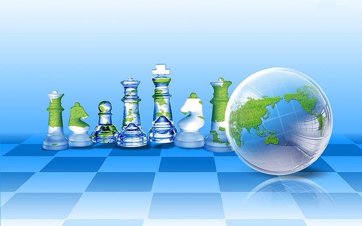 collage, ball, chess, Earth, cells, HD wallpaper