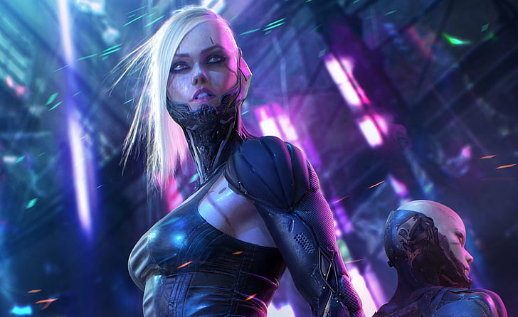 Science-Fiction, Cyberpunk, Blond, Cyborg, Mädchen, Frau, HD-Hintergrundbild