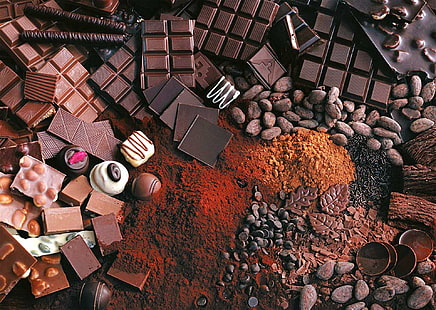 Chocolats Noix, bonbons, bonbons, noix, chocolat, 3d et abstrait, Fond d'écran HD HD wallpaper