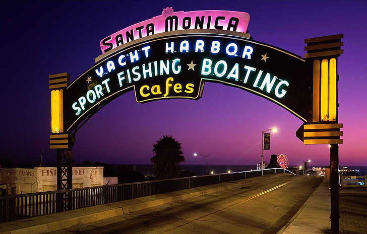 California, Los Angeles, santa monica, pier, city, HD wallpaper