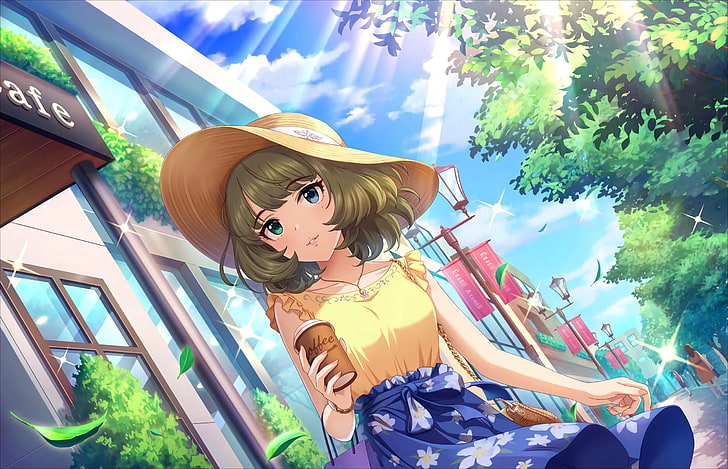 the idolmaster cinderella girls, takagaki kaede, straw hat, summer, Anime, HD wallpaper