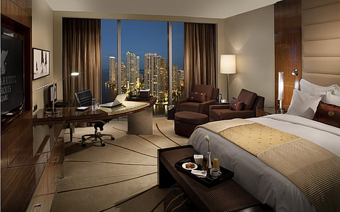 Miami Florida Hotel Quarto, móveis, quarto de luxo, design de quarto, quarto de hotel, HD papel de parede HD wallpaper