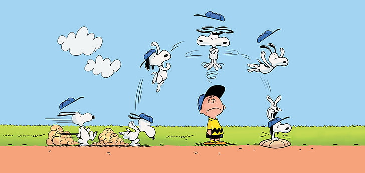 lompat, Charlie Brown, Snoopy, The Peanuts, Wallpaper HD