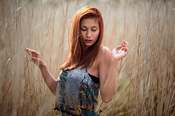 Victoria Ryzhevolosaya, redhead, women, women outdoors, portrait, nose rings, HD wallpaper