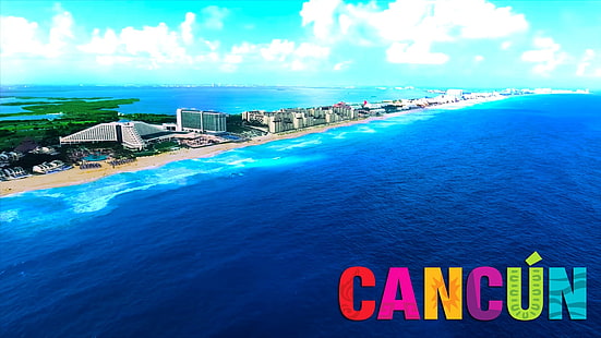 Cancun, mirtilli, spiaggia, hotel, Sfondo HD HD wallpaper