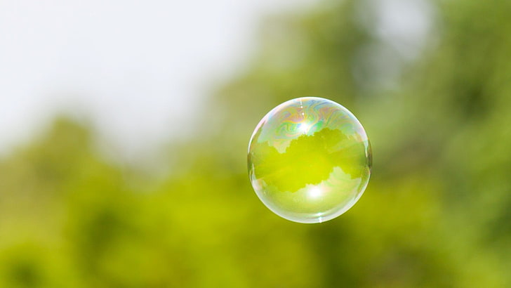 сфокусированное фото пузыря, пузыри, плавающие, размытые, HD обои