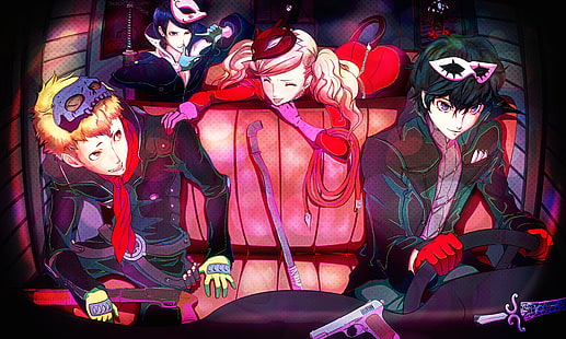 Persona, Persona 5, Ann Takamaki, Joker (Persona), Ryuji Sakamoto, Yusuke Kitagawa, HD masaüstü duvar kağıdı HD wallpaper