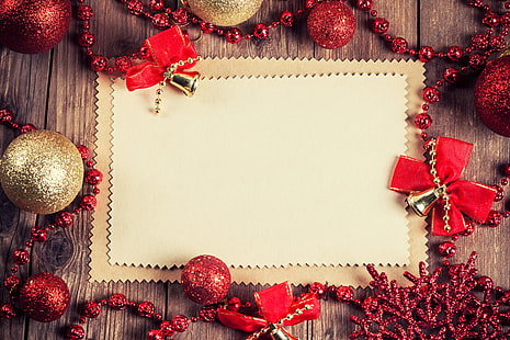 decoration, balls, frame, New Year, Christmas, bows, Merry, HD wallpaper HD wallpaper
