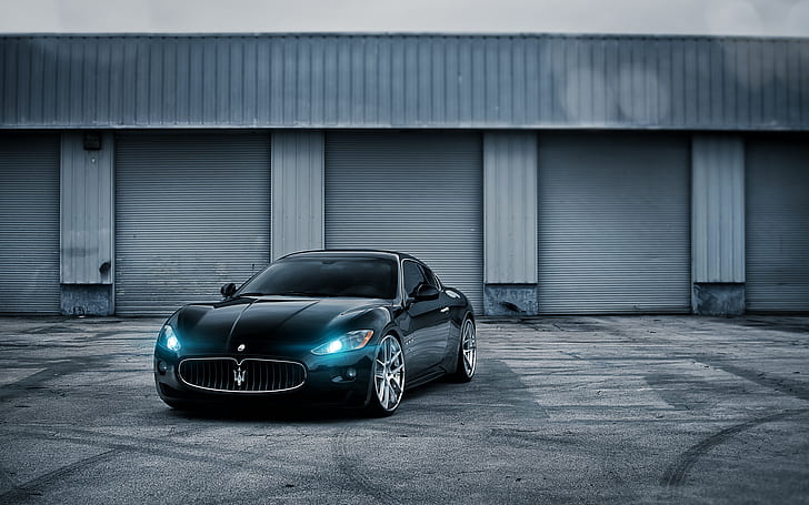 Черен луксозен автомобил Maserati, черен, луксозен, maserati, автомобили, HD тапет