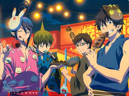 Anime, Esorcista blu, Amaimon (Ao No Exorcist), Ao No Exorcist, Mephisto Pheles, Rin Okumura, Yukio Okumura, Sfondo HD HD wallpaper
