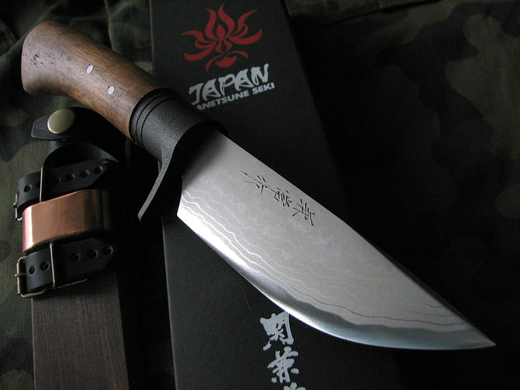 knife, weapon, kanji, HD wallpaper