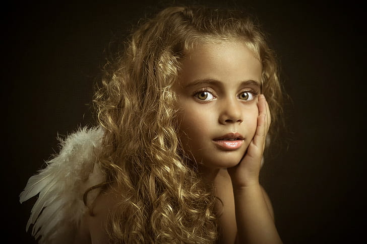 Маленький ангел, Маленький ангел, Шейла, девушка, взгляд, портрет, HD обои