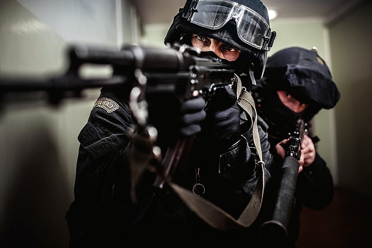black assault rifle, special forces, AK-74, SBM, As Val, HD wallpaper