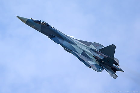 черен и сив метален инструмент, самолет, военен самолет, PAK FA, Sukhoi T-50, руска армия, армия, HD тапет HD wallpaper