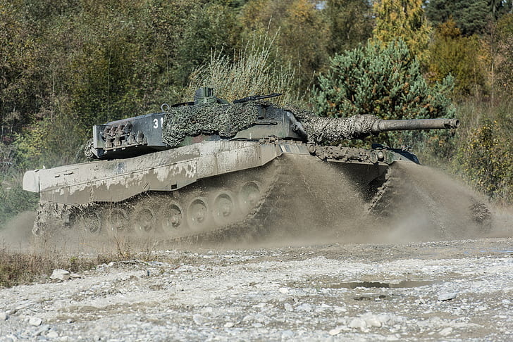 dirt, tank, combat, Leopard 2, maneuvers, HD wallpaper