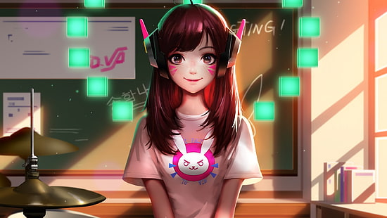 Anime weiblichen Charakter Tapete, Videospiele, Overwatch, D.Va (Overwatch), Liang-Xing, HD-Hintergrundbild HD wallpaper