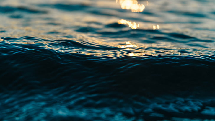 ilustrasi gelombang laut, air, samudra, biru, 5k, Wallpaper HD