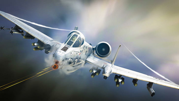 A-10 Tankbuster, avião de combate branco, arte digital, 1920x1080, a-10 tankbuster, HD papel de parede
