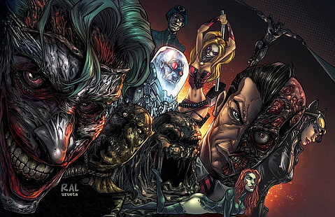 Batman, Catwoman, Clayface, Harley Quinn, Joker, Mr. Freeze (DC-Comics), Poison Ivy, Riddler, Scarecrow (Batman), Two-Face, HD-Hintergrundbild HD wallpaper