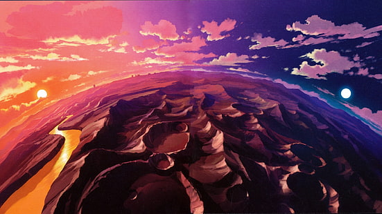 التصوير الجوي للحلوى ، والمناظر الطبيعية ، والسحب ، والجبال ، Tengen Toppa Gurren Lagann، خلفية HD HD wallpaper