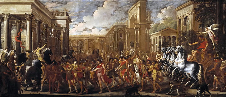 градът, картина, триумф, Вивиано Кодаци, Триумфално влизане на Веспасиан в Рим, HD тапет