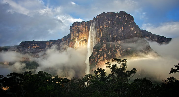 Angel Falls, Angel Falls, Venezuela, natureza, montanha, paisagens, paisagem, rocha - objeto, HD papel de parede