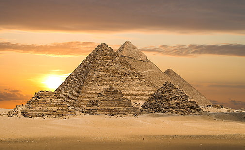 Egyptian Pyramids - Cairo, Egypt, Africa, The Great Pyramid of Giza, Travel, Africa, Egypt, egyptian pyramids, cairo, cairo, egypt, egyptian pyramids cairo, egypt, africa, great pyramid of khufu, pyramid of khafre, pyramid of menkaure, ancient egypt, HD wallpaper HD wallpaper