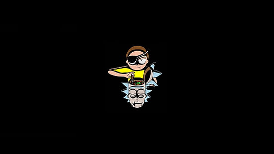 Androids, Cartoon, Eyepatches, Morty Smith, Rick And Morty, Rick Sanchez, Simple Background, TV, Tv series, Wubalubadubdub, HD тапет HD wallpaper