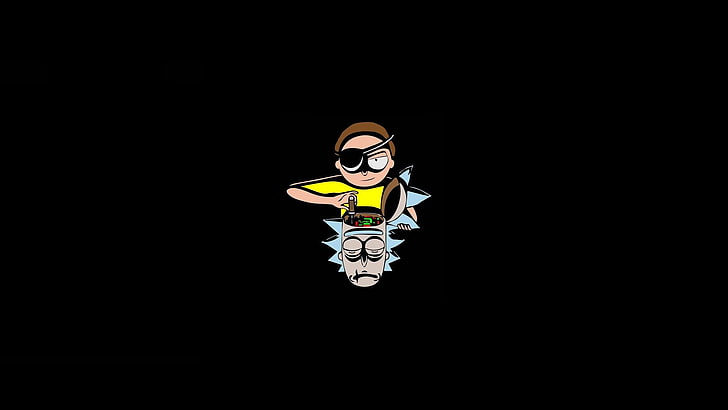 Rick and Morty, Rick and Morty, tv series, eyepatches, Rick Sanchez, Morty Smith, androids, simple background, TV, wubalubadubdub, cartoon, HD wallpaper