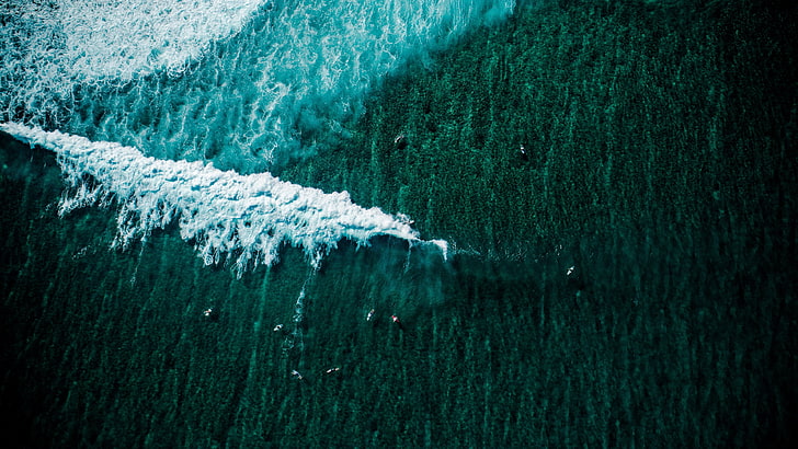 ocean, surf, wave, aerial photography, drone view, drone photography, HD wallpaper