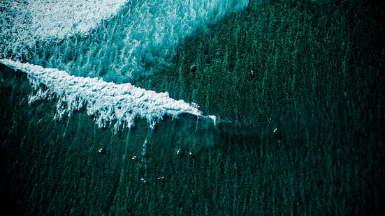 ocean, surfowanie, fala, fotografia lotnicza, widok z drona, fotografia dronem, Tapety HD HD wallpaper