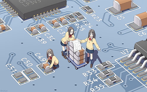 アニメの女の子、チップ、テクノロジー、syego、 HDデスクトップの壁紙 HD wallpaper