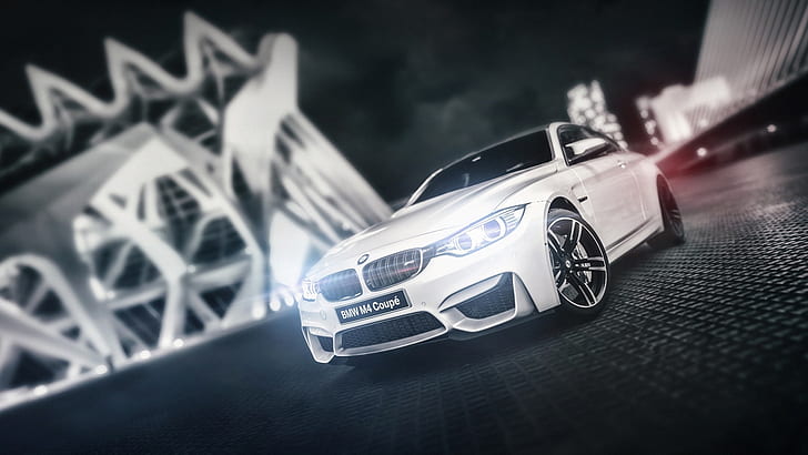 BMW M4 Coupe F82 weißes Auto Vorderansicht, BMW, Weiß, Auto, Vorne, Ansicht, HD-Hintergrundbild