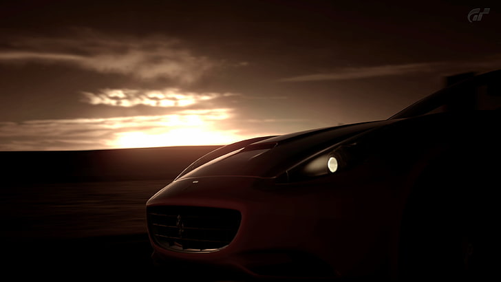 รถยนต์พระอาทิตย์ขึ้นยานพาหนะเฟอร์รารีแคลิฟอร์เนีย Gran Turismo 5 toscana 3840x2160 รถยนต์ Ferrari HD Art, รถยนต์, พระอาทิตย์ขึ้น, วอลล์เปเปอร์ HD