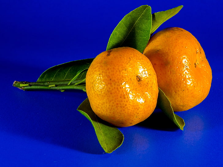 2つのオレンジ色の果物、タンジェリン、柑橘類、果物、 HDデスクトップの壁紙