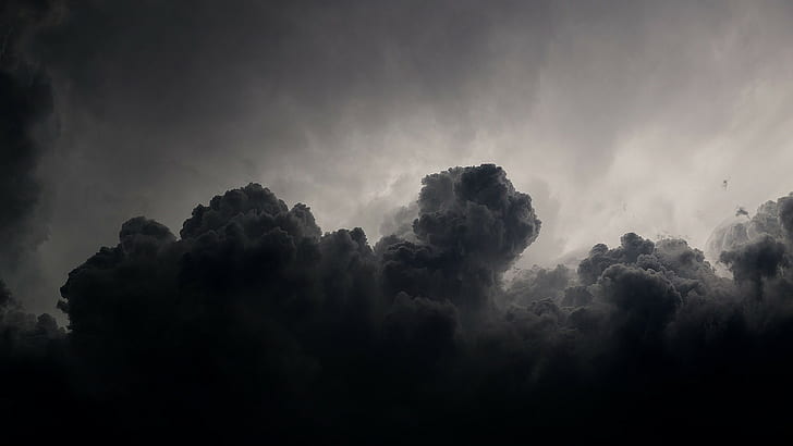 Nuvens, monocromático, nuvens, monocromático, HD papel de parede