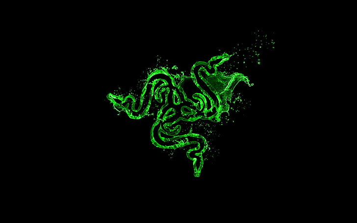 green and black dragon illustration, Razer, HD wallpaper
