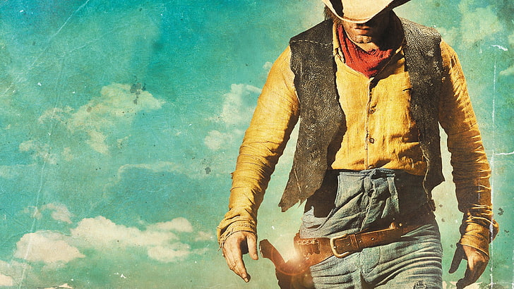 carta da parati da cowboy, Lucky Luke, Jean Dujardin, cowboy, fumetti, film, Sfondo HD