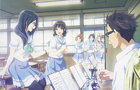 Anime, sonido!Euphonium, Asuka Tanaka, Mizore Yoroizuka, Natsuki Nakagawa, Nozomi Kasaki, Yuuko Yoshikawa, Fondo de pantalla HD HD wallpaper