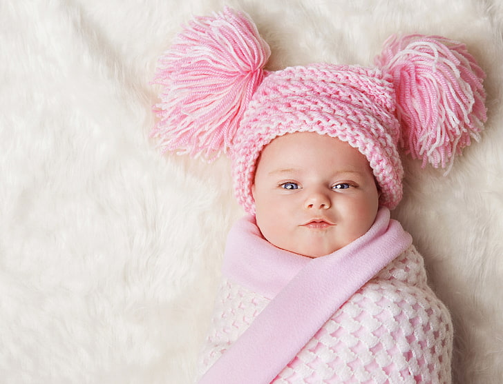 Wrap, 4K, Hat, Blanket, Adorable, Baby Girl, HD wallpaper